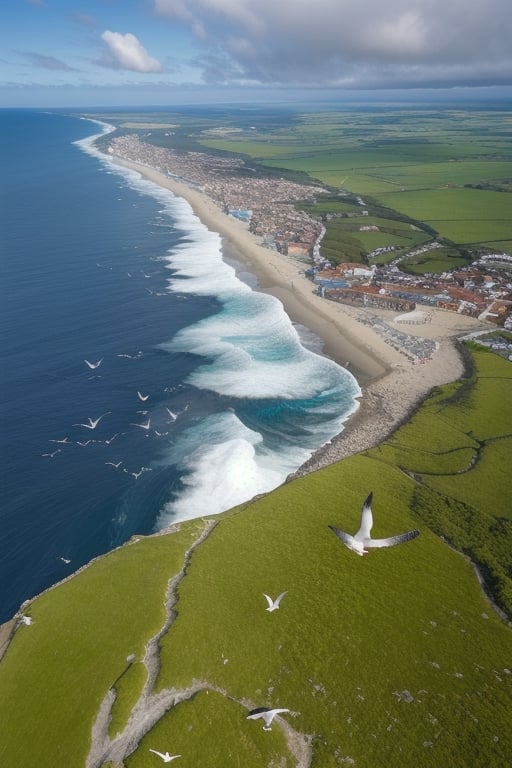 whale tail in ocean. sharp image, seagulls in sky