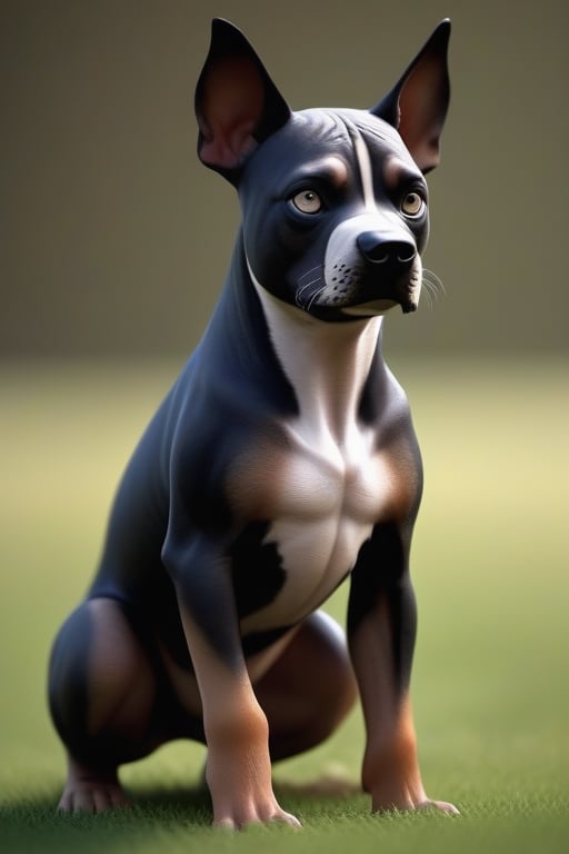 Create a dog.

- Large head with a blunt, short muzzle
- Deeply-grooved, wrinkled forehead
- Heavy neck, wide chest, and heavy legs
- Short tail that curls upward
- Dark markings on face such as a black muzzle and mask around the skull
- Short, coarse coat or smooth fur
- Standing on all fours
- Alert and alertness in the eyes
- Energetic and powerful body language, with a stance that projects strength and dominance.