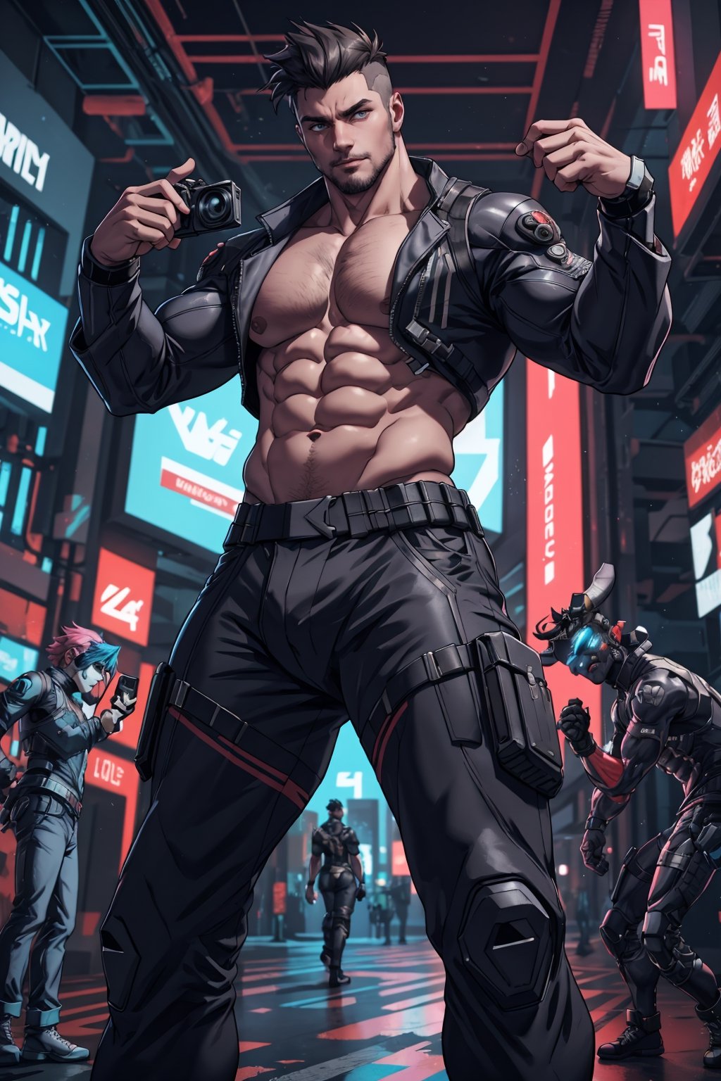 david\(cyberpunk\)
big_pecs,beefy,absurdres,looking_at_camera,dynamic_pose,l4tex4rmor