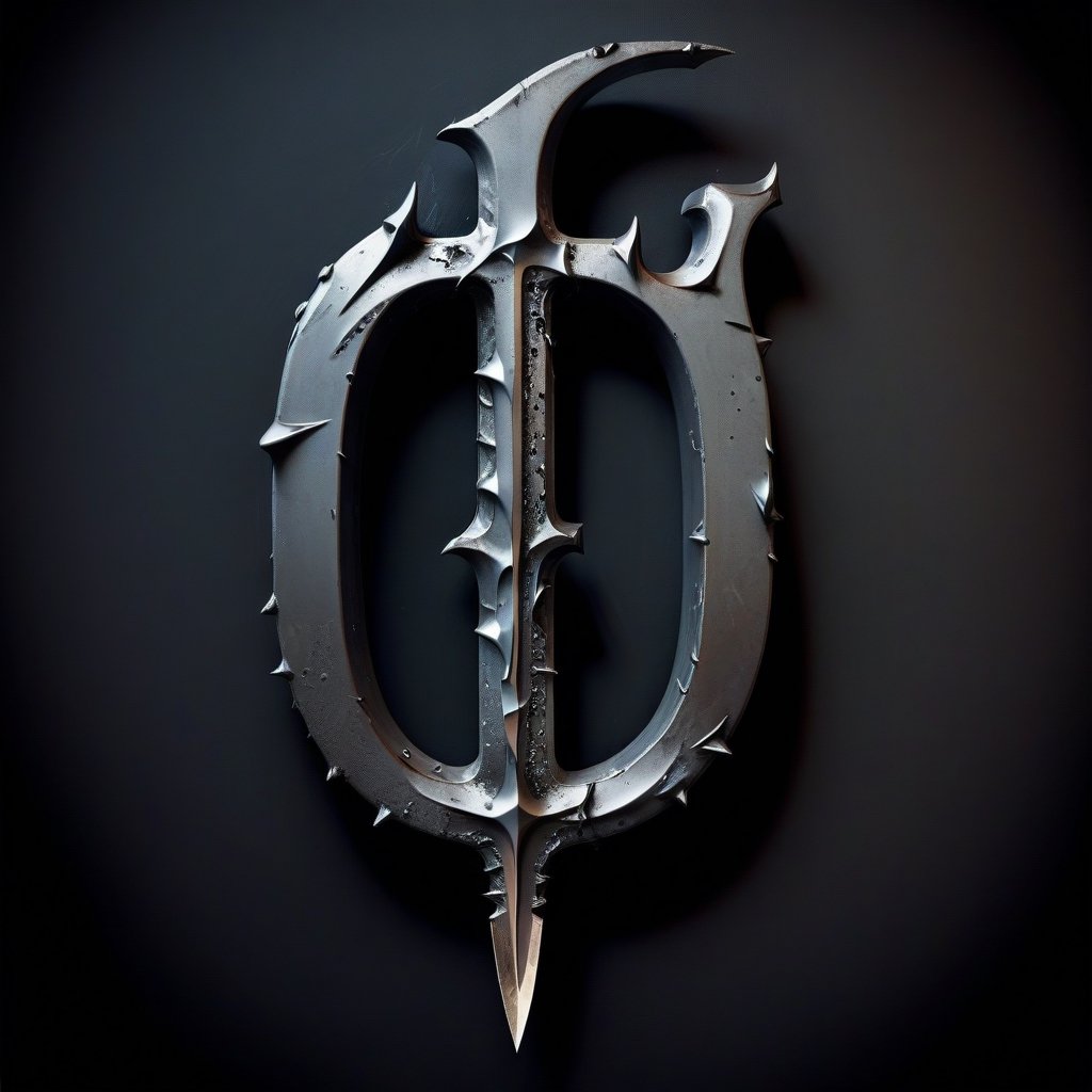 Portrait Logo of an "i" crafted from melted steel stabed with dagger