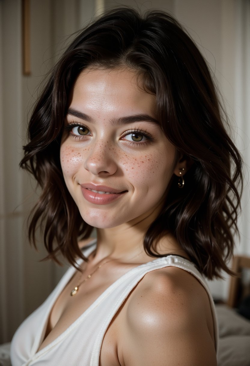 "[over-the-shoulder shot], (( face to LUNAI )), a photo of lunai, ((20 years old, black wavy hair, dark green eyes)), wearing minimalist clothing, at her vanity, showcasing statement jewelry pieces, (Best quality, 8k, 32k, Masterpiece, Photoreal, UHD:1.2, realistic lighting, detailed skin texture, sharp focus, highly details, soft and perfect body, perfect hands, beautiful hands, beautiful legs, detailed eyes )."