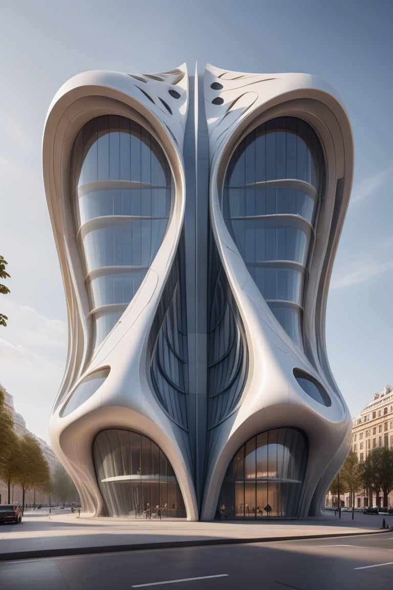 (master piece)(Future zen building), symmetrical rhombuses facade pattern, zaha hadid, Calatrava, glass windows,  concrete,  Atlantis, London house with tesselated facade, front street view,photo-realistic, intricate and complex details,hyper-realistic, parametric architecture,8k, ultra details,Golden section,
Irrational number,Minimalist style,

An architectural wonder with a daring configuration and ground-breaking design.This structure could be a museum or a company building.4k image photo like,(detailed)