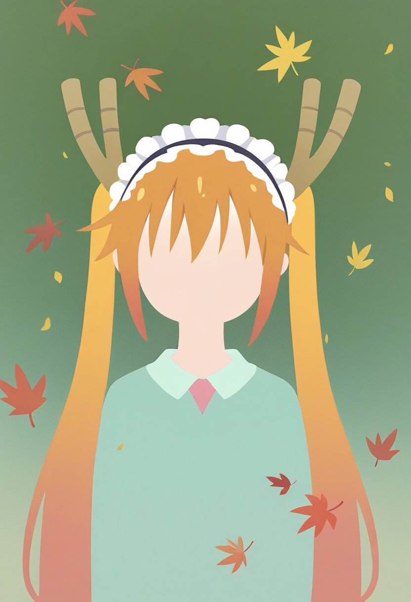 score_9, score_8_up, score_7_up, Minimalstyle,1girl, ,simple, faceless female, beautiful, extremely detailed, vector, headshot,falling leaves,minimalstyle, tohru (maidragon)