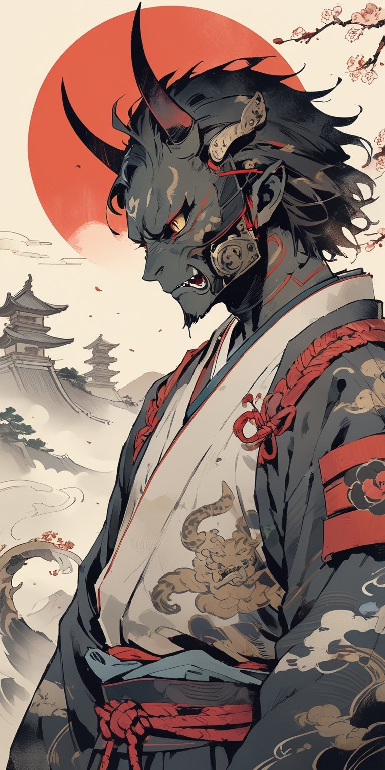 samurai,sense of dilapidation,mechanical parts,kimono,upper body,
masterpiece, best quality, aesthetic,samurai,,samurai,rough brushstrokes,illustration,samurai,horns,samurai,ukiyo-e background,samurai,warrior ((cat head, beastman, cat-headed samurai, cat man))