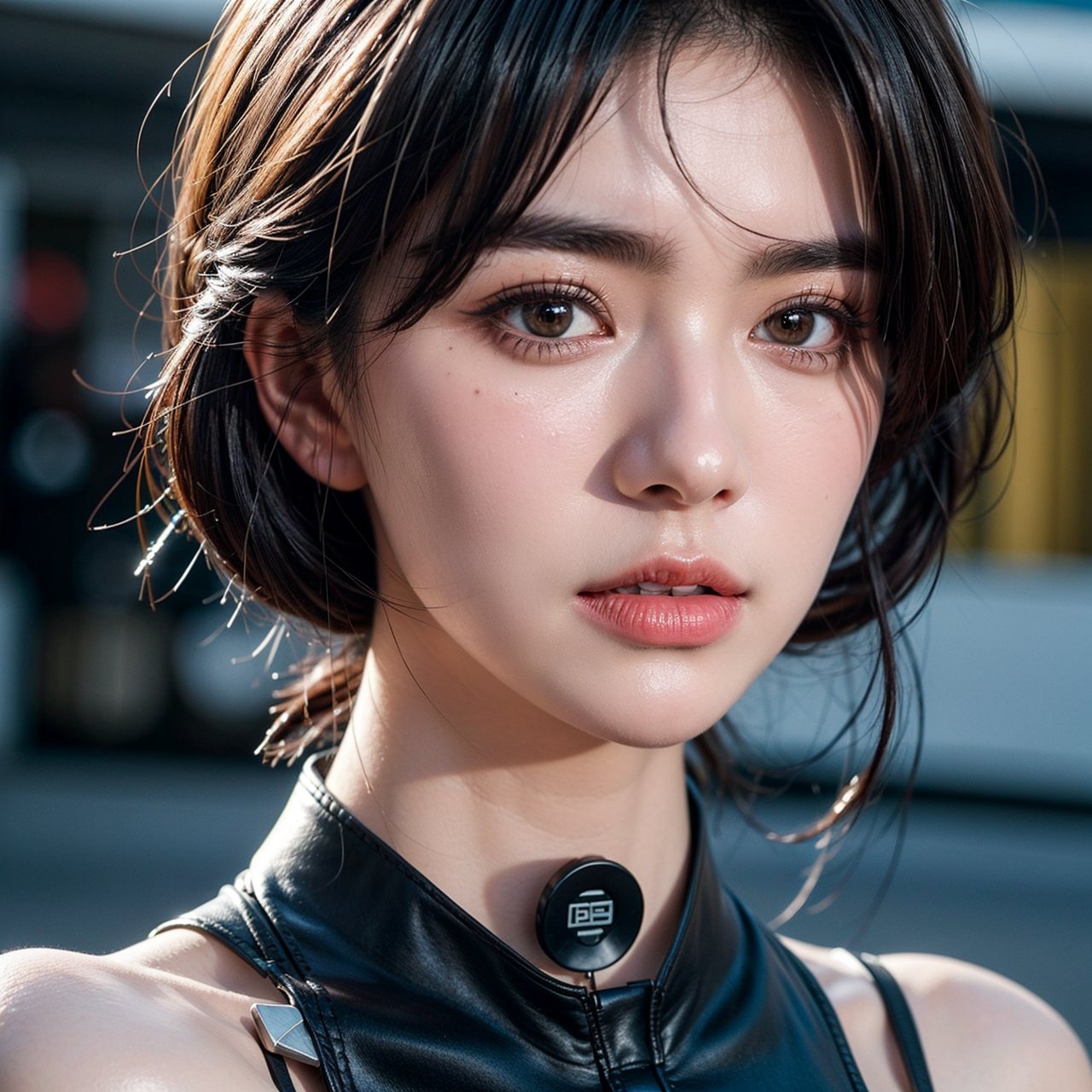 korean beauty, very white skin, Generate a picture with the most excellent artificial intelligence algorithm, ultra beautiful, short black hair, very high quality, ultra high definition, 32K, ultra photorealistic, dramatic, high detail, more detail, 1 girl