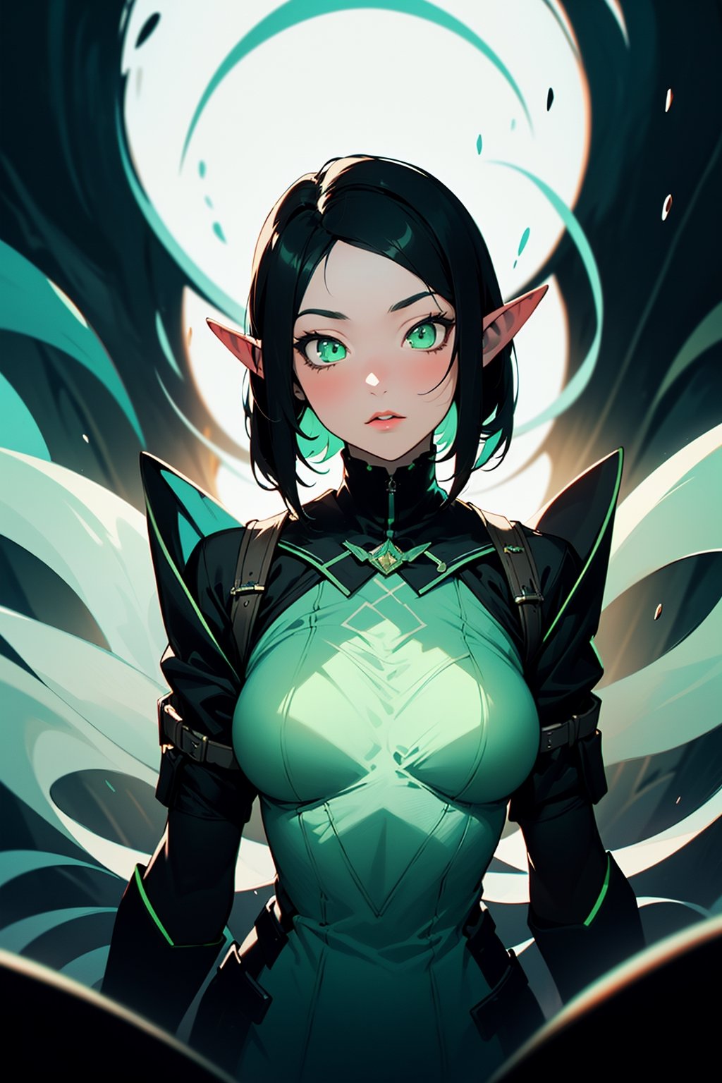 1woman(black hair, green eyes), elf, elf_ears, absurdres, highres, ultra detailed, (1girl:1.3),BREAK, infrared photography, otherworldly hues, surreal landscapes, unseen light, ethereal glow, vibrant colors, ghostly effect,

,valorantviper