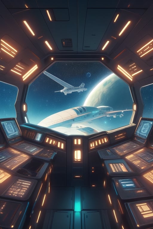 The "Vapengin" spaceship, with its sleek and modern exterior, glides effortlessly towards the spaceport, its engines emitting a soft blue glow. The "HnY Vapes" logo on the spaceport adds a touch of elegance to the bustling atmosphere of the spaceport, signaling the arrival of the highly coveted cargo.,Starship,Futuristic room