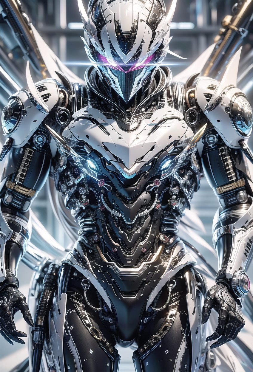 A full-body length digital model poster in anime style featuring a realistic close-up of Raiden from Metal Gear Rising: Revengeance. Art by Hideo Kojima, showcasing HDR, UHD, and 64K resolution, created using stable diffusion. The image emphasizes Raiden’s detailed cybernetic enhancements, sleek armor, and intense expression, with a dynamic camera angle capturing depth and action. The color palette includes metallic silvers, deep blues, and vivid reds, with high contrast lighting to enhance the futuristic mood and intricate textures.