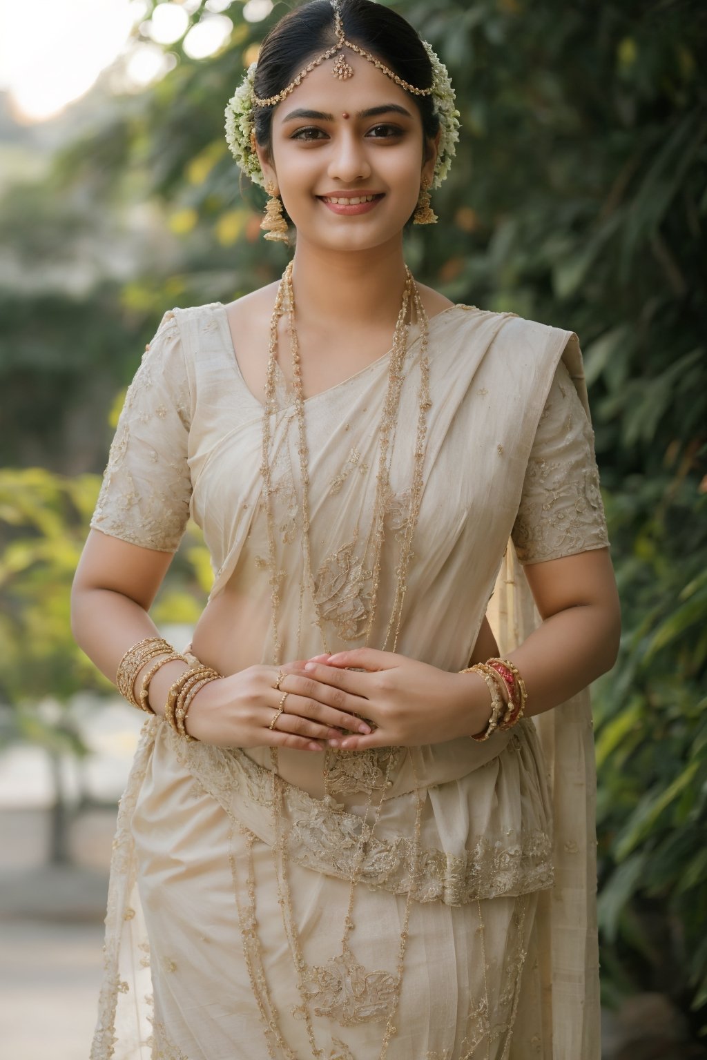 curvy thick Indian young beautiful 18years Indian teen, beauful plain saree, perfect saree, indian saree , indain look, pale skin, outdoor,photo, sun light