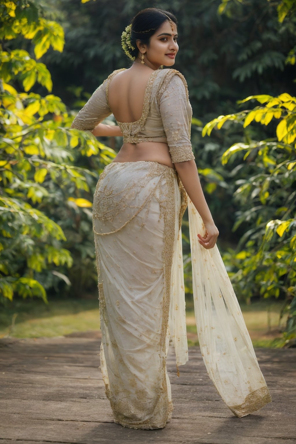 curvy thick Indian young beautiful 18years Indian teen, beauful plain saree, perfect saree, indian saree , indain look, pale skin, outdoor,photo, sun light