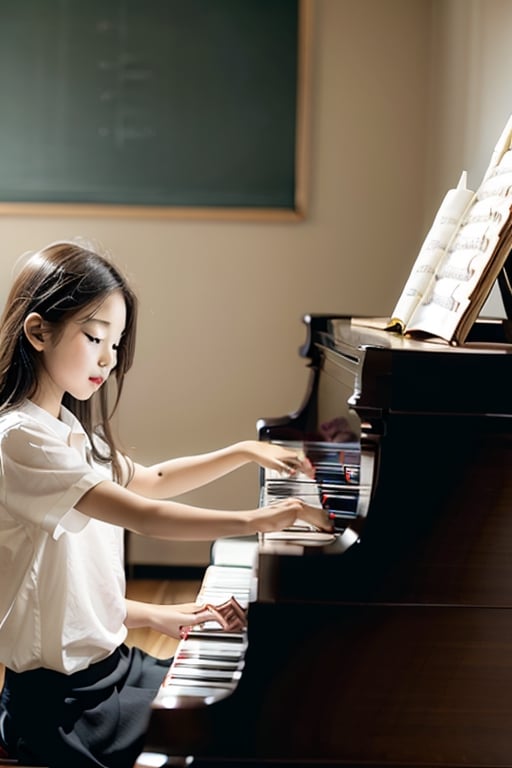 Playing piano in school students