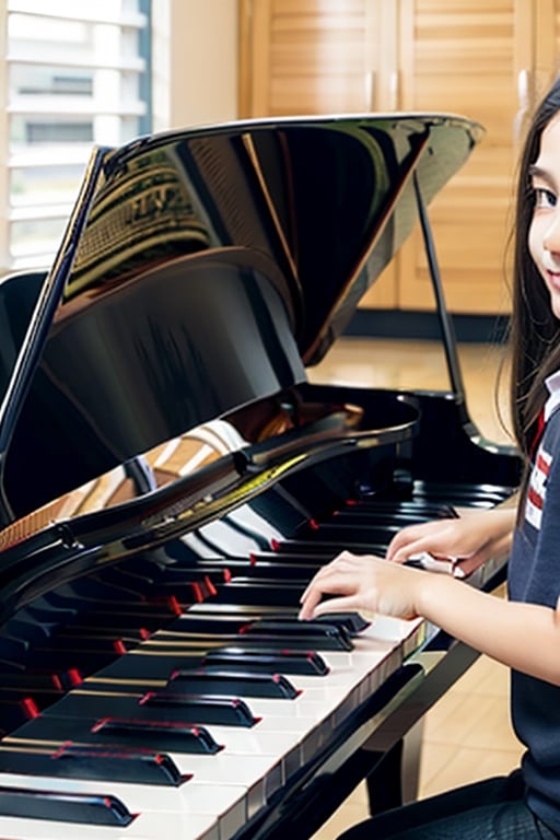 Playing piano in school students