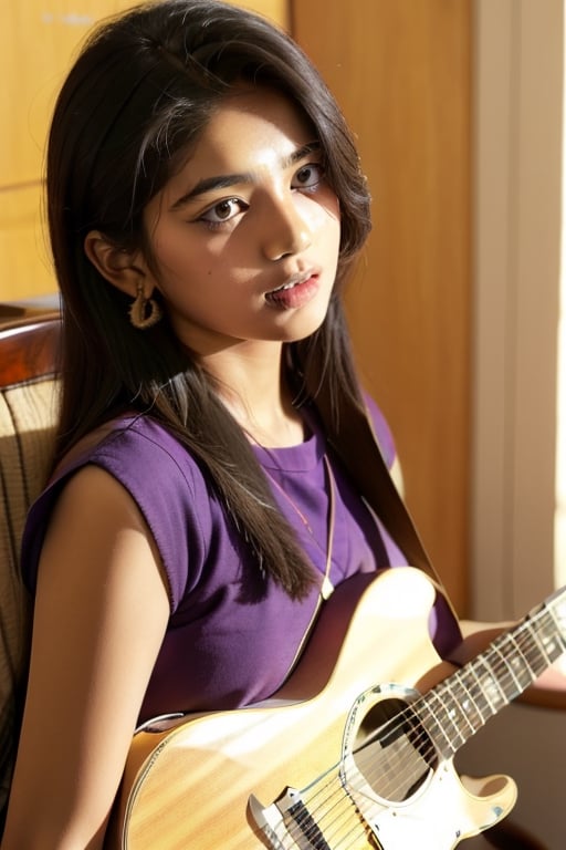 Playing guitar in South Indian school students