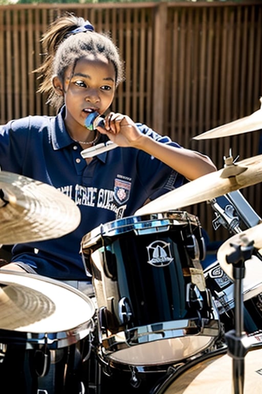 Playing drums in South Africa school students