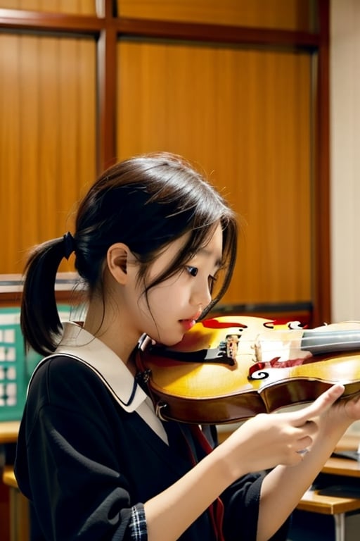 Playing music instrument in Korean school students