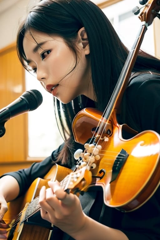 Playing music instrument in Korean school students