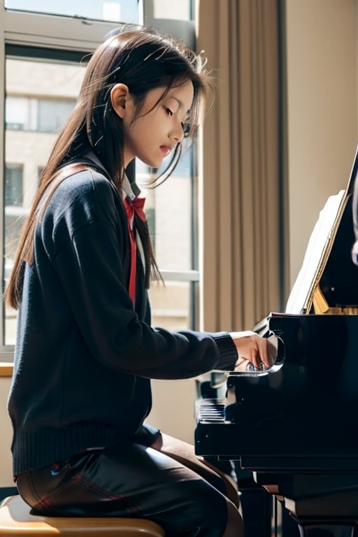 Playing piano in school students