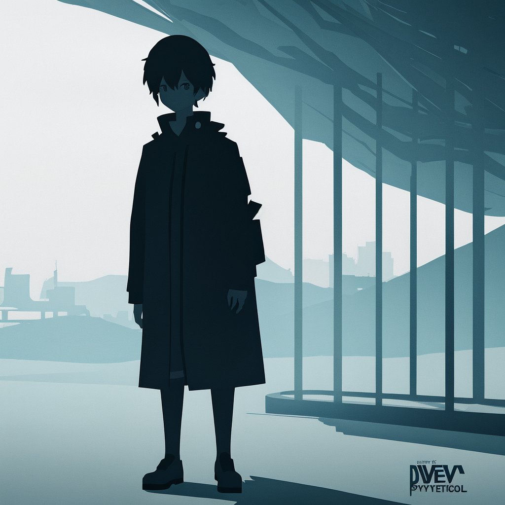 lonely boy pretty, Flat vector art,Eve3D,nodf_lora,SAM YANG,guweiz style,Vector illustration