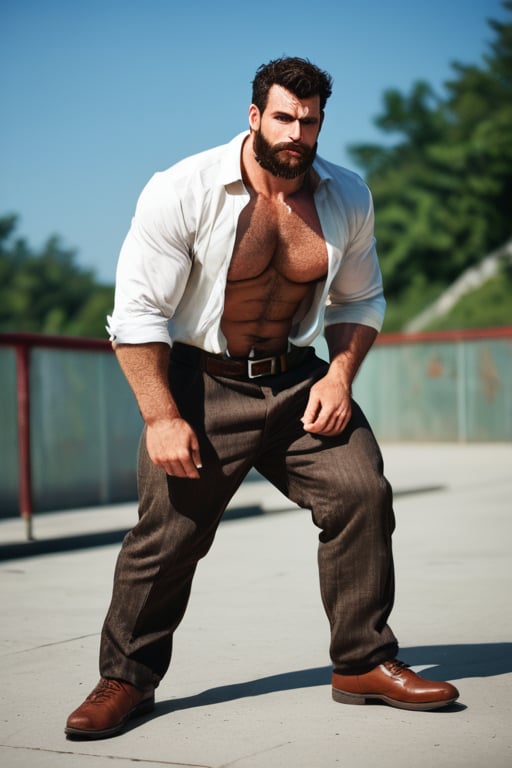 Score_9_up, score_8_up, score_7_up, full body portrait of one handsome masculine pirat, prt, open button shirt, hairy chest showing, pirat pants, handsome masculin face, strong jawline, beard, fighting pose, sexy heroic masculinity, hairy-chested, hairy arms, hairy body, hairy legs, masculine, 