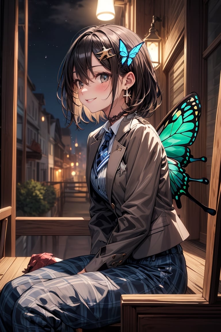 
Under the moonlit sky, the shrouded scene of a forest glade comes alive with the magic of the night city, and fairy lights and laughter fill the air, creating an enchanting atmosphere

Masterpiece, Best Quality, 2020 Anime, Succubus Queen, (Portrait: 0.7), (Close-up: 0.7),
(1 female, solo), smile, short hair, bangs, jewel blue eyes, hair ornament, long sleeves, hair between the eyes, school uniform, jacket, white shirt, (light brown black hair) cross earrings blue or shiny , open clothes, lace choker with cross, stripes, collared shirt, pants, (dark blue uniform with open jacket), dress shirt, checked pants, slightly shiny hair waves, uniform blazer, fluttering butterfly, blue tie, cross Hairpin, butterfly hair ornament, hidden shirt, striped blue tie, blue butterfly, (plaid uniform pants), (night), background Dining room at night,
break,
(Cute sitting model pose), (hand between legs: 1.2), (leaning forward: 1), (cowboy shot: 1.4), (from the front), (from diagonally in front: 1.3), staring) Observer: 1.4), (upward gaze: 1.2),
break,
(Underwear: 1.3), (Black stockings: 1.2), High heels,
break,
(Standing: 1.3), dynamic pose,
break,
(blush: 1.2), (smile: 1.3),
break,
(Whole body: 0.4), (From the side: 1.2), (Profile: 0.6), (From the front: 1.4),
break,
(Closet room with lots of clothes: 1.4),
break,
dynamic angle,
break,
(Pale and vivid colors: 0.6), (Real: 0.6), (Ultra wide-angle shooting: 0.6), (White background: 0.6)