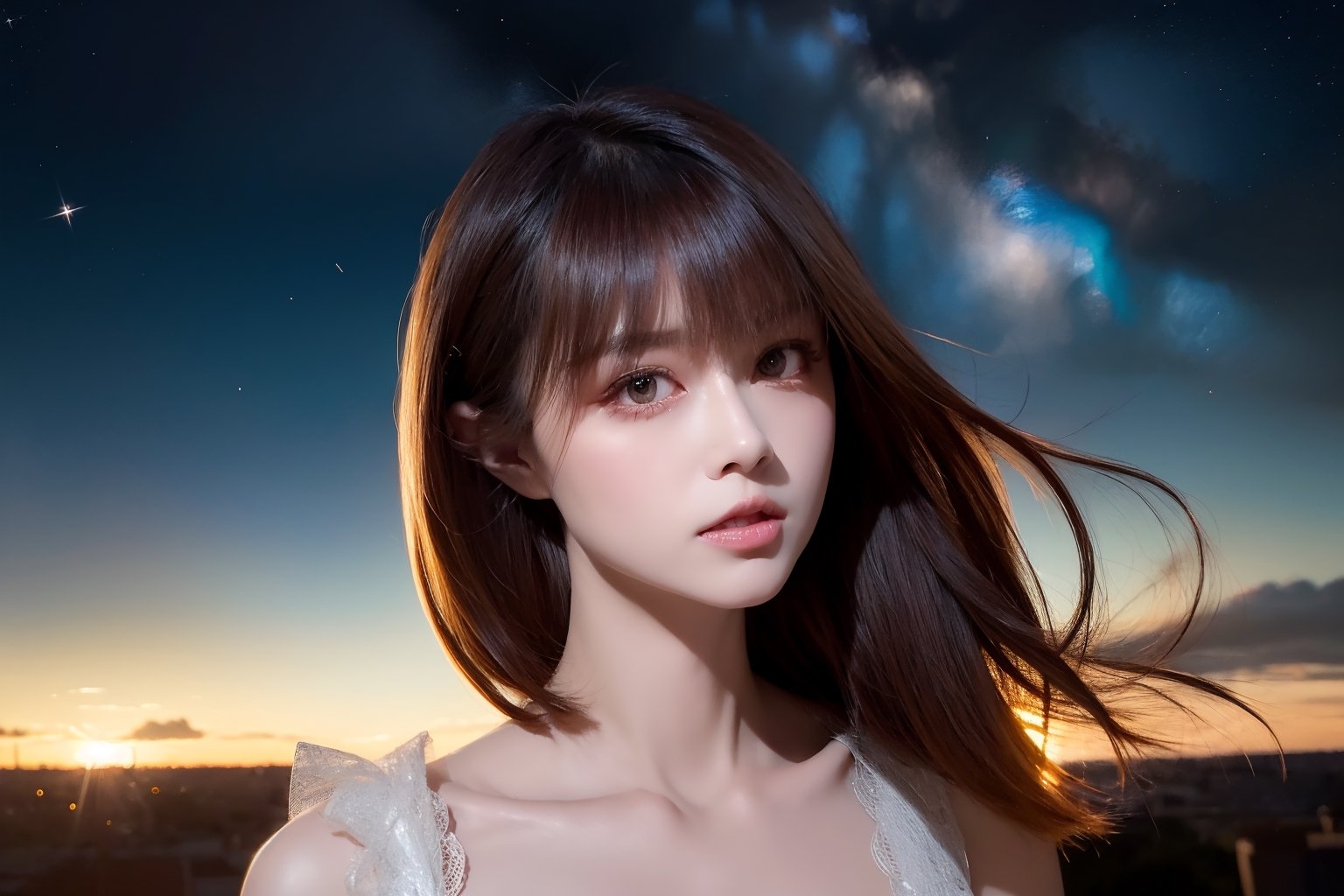 {{best quality}}, {{masterpiece}}, {{ultra-detailed}}, {illustration}, {detailed light}, {an extremely delicate and beautiful}, a girl, {beautiful detailed eyes}, stars in the eyes, messy floating hair, colored inner hair, Starry sky adorns hair, depth of field