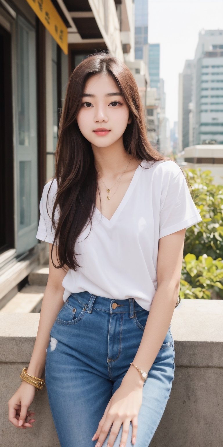 beautiful cute young attractive Korean teenage girl, City girl, 18 years old, cute, international model, long brown_hair, colorful hair, dacing, in city  , terrace, indian, 1girl,pov,photorealistic, ,Indian,Woman, Korean tradition, koh_yunjung,photorealistic,Indian,JeeSoo 