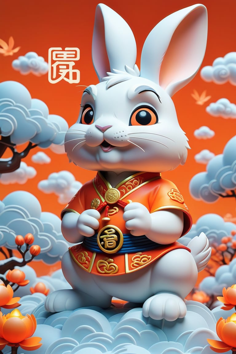 ohaxicxn icon,Chinese zodiac rabbit icon,Spring Festival,auspicious clouds,frosted texture,apps,paper sculpture,orange background,white neon light,ohaxicxn icon,symbol,mg_ip,pixar,masterpiece:1.2,extremely detailed,highres,Rich in detail,masterpiece,High resolution,depth of field,best quality,Best quality,super detail,ccurate,UHD,award winning,anatomically correct,SDXL,Cartoon