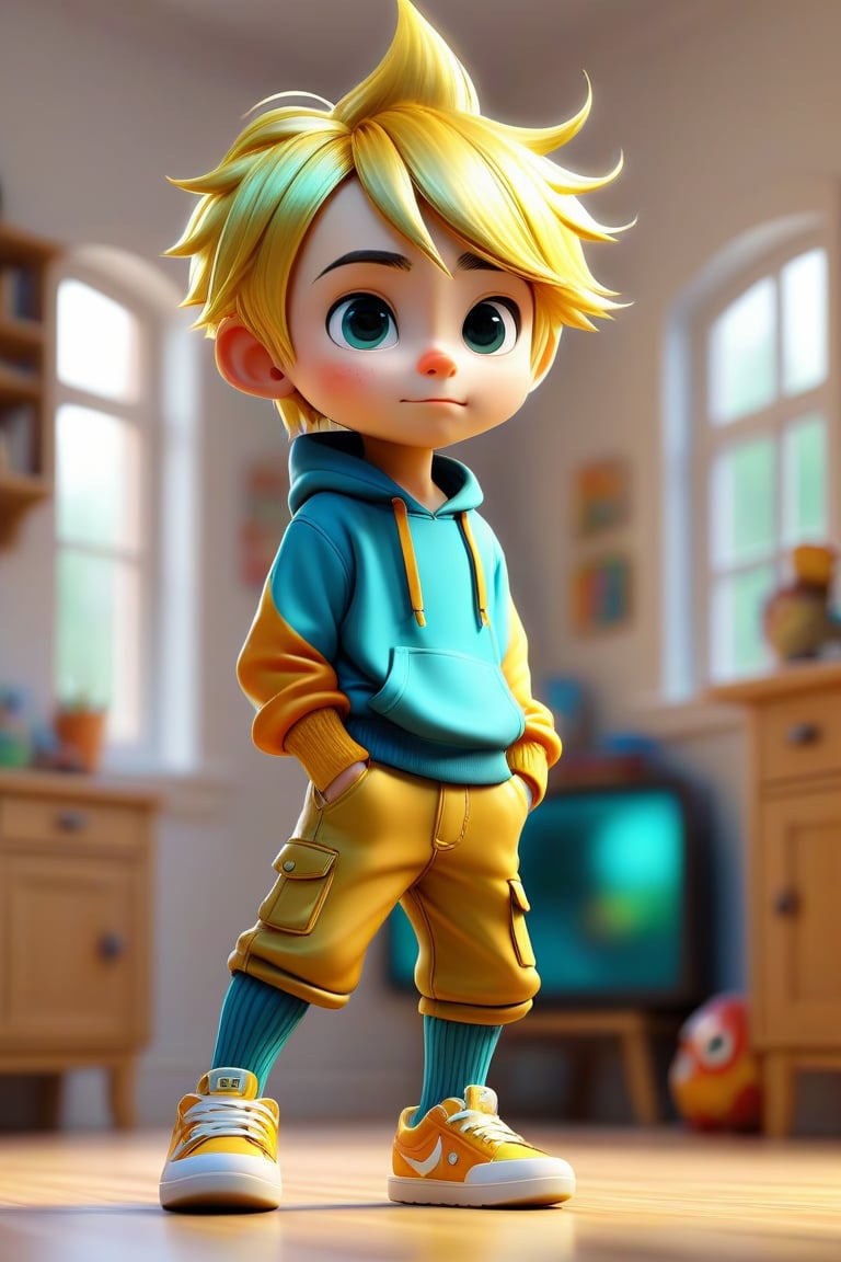 4d photographic image of full body image of a cute little chibi boy, surreal, gold hair, vivid colours octane render trending on artstation, artistic photography, photorealistic concept art, soft natural volumetric cinematic perfect light, UHD white background, Dream House, Disney style, Disney Pixar style,score_9, modern Disney, SDXL,Cartoon,photo r3al,better photography,Beauty,1girl