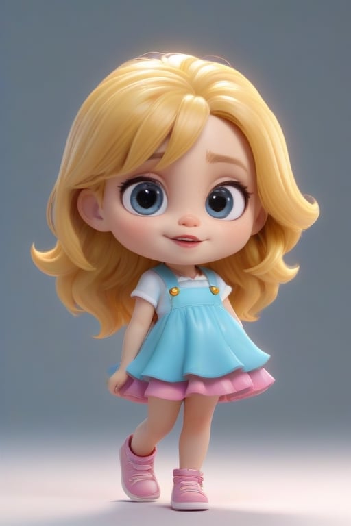 4d photographic image of full body image of a cute little chibi girl surreal, golden hair, vivid colors octane render trending on artstation, artistic photography, photorealistic concept art, soft natural volumetric cinematic perfect light, uhd white background,Dream House, Disney style,disney pixar style,score_9,modisn disney