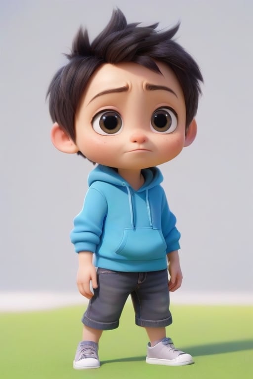 4d photographic image of full body image of a cute little chibi boy surreal, vivid colors octane render trending on artstation, artistic photography, photorealistic concept art, soft natural volumetric cinematic perfect light, uhd white background,Dream House, Disney style,disney pixar style,score_9,modisn disney