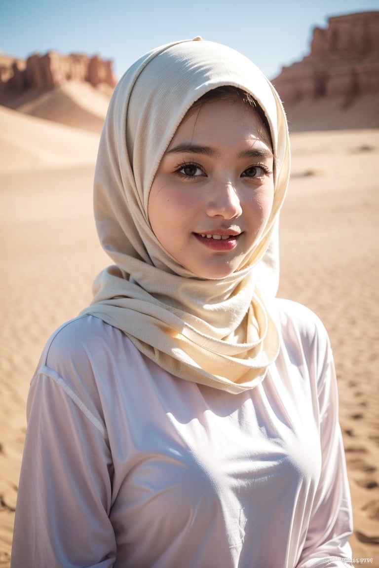 cowbow shot, close-up, 8k, RAW photo, best quality, masterpiece,realistic, photo-realistic, bueatiful muslim girls,3girls, in the desert,hijab, (detailed background), fine detailed, intricate detail, ray tracing, depth of field,smiling,