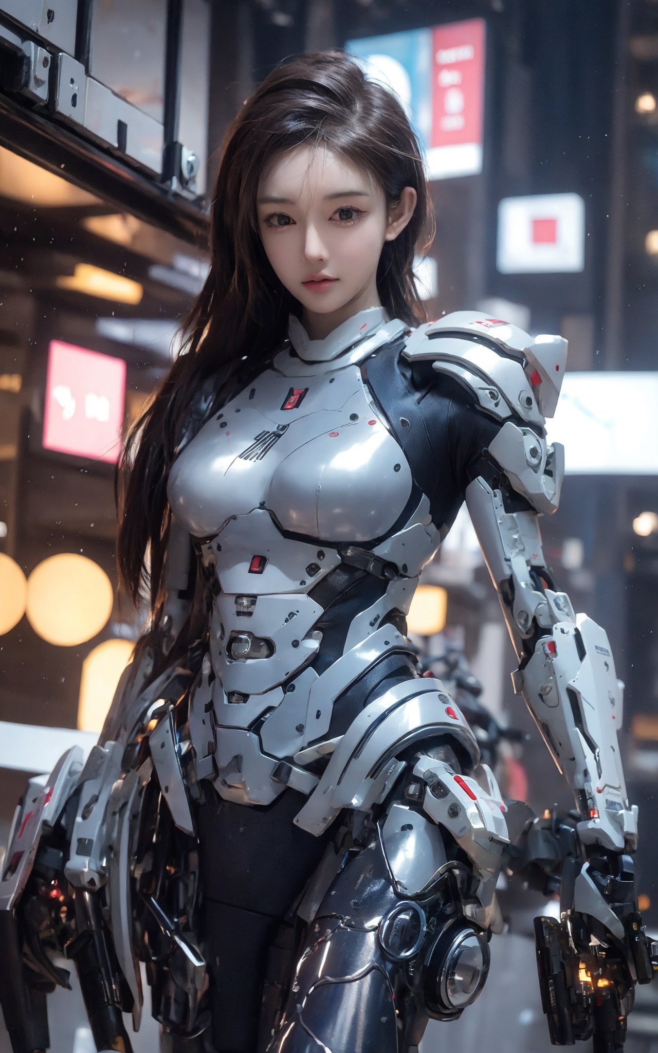 Best picture quality, high resolution, 8k, realistic, sharp focus, realistic image of elegant lady, beauty, supermodel, long hair, beautiful eyes, wearing high-tech cyberpunk style blue suit, radiant Glow, sparkling suit, mecha, perfectly customized high-tech suit, ocean theme, custom design,swordup, looking at viewer,, ,,,Cyberpunk,,,, ,holding sword, (myanxin_SD)