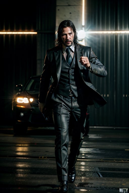 open wide shot, masterpiece, excellent quality, 
perfect hands,epic running fast shooting machine gun with flames, photo realistic Keanu Reeves John Wick with pistol and machine gun , thriller style, aggressive pose, modern black and white Gucci suit, armed gun, photorealistic, highly detailed, blurry photo, intricate, incredibly detailed, super detailed, gangster texture, detailed , crazy, soft lights and shadows