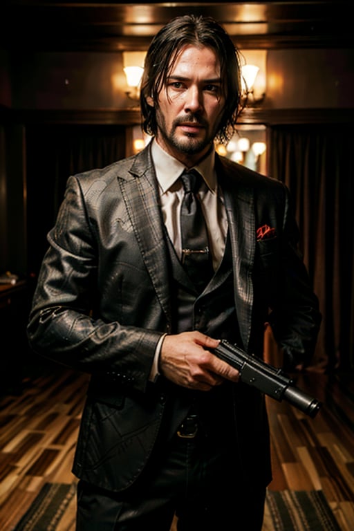 ((Panoramic and open wide shot)), masterpiece, excellent quality, 
perfect hands,epic running fast shooting machine gun with flames, photo realistic "John Wick",  with pistol and machine gun , 
different weapons
knives, katanas, submachine guns, grenades, in a shootout with other men, thriller style, aggressive pose, modern black and white Gucci suit, armed gun, photorealistic, highly detailed, blurry photo, intricate, incredibly detailed, super detailed, gangster texture, detailed , crazy, soft lights and shadows