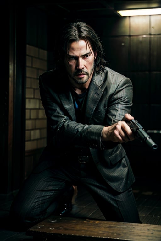 open wide shot, masterpiece, excellent quality, HD, 
perfect hands,epic running fast shooting machine gun with flames, photo realistic Keanu Reeves John Wick with pistol and machine gun , ((different weapons)) thriller style, aggressive pose, modern black and white Gucci suit, armed gun, photorealistic, highly detailed, blurry photo, intricate, incredibly detailed, super detailed, gangster texture, detailed , crazy, soft lights and shadows