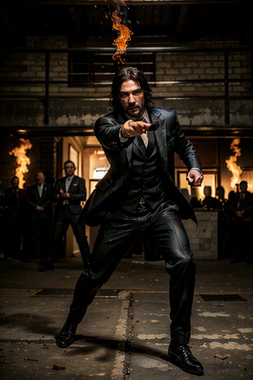 ((Panoramic and open wide shot)), masterpiece, excellent quality, 
perfect hands,epic running fast shooting machine gun with flames, photo realistic "John Wick",  with pistol and machine gun , 
different weapons
knives, katanas, submachine guns, grenades, in a shootout with other men, thriller style, aggressive pose, modern black and white Gucci suit, armed gun, photorealistic, highly detailed, blurry photo, intricate, incredibly detailed, super detailed, gangster texture, detailed , crazy, soft lights and shadows