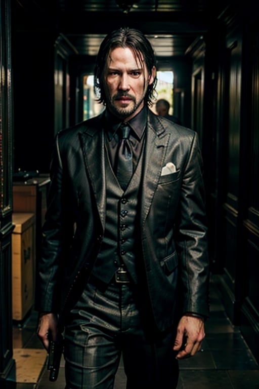 ((Panoramic and open wide shot)), masterpiece, excellent quality, 
perfect hands,epic running fast shooting machine gun with flames, photo realistic Keanu Reeves John Wick with pistol and machine gun , 
different weapons
knives, katanas, submachine guns, grenades, in a shootout with other men, thriller style, aggressive pose, modern black and white Gucci suit, armed gun, photorealistic, highly detailed, blurry photo, intricate, incredibly detailed, super detailed, gangster texture, detailed , crazy, soft lights and shadows