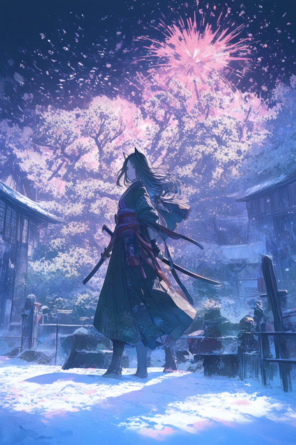 Official Art, Unity 8K Wallpaper, Extreme Detailed, Beautiful and Aesthetic, Masterpiece, Top Quality, perfect anatomy, a beautifully drawn (((ink illustration))) depicting, integrating elements of calligraphy, vintage, green and pink accents, watercolor painting, concept art, (best illustration), (best shadow), Analog Color Theme, vivid colours, contrast, smooth, sharp focus, scenery,

masterpiece, best quality, domestic_long-haired_cat, flat color, oil painting style, winter season, Christmas, snow, with colorful fireworks, flooded
,ink ,oil paint..............,more detail XL,(Pencil_Sketch:1.2, messy lines,Ukiyo-e,ink,colorful,niji6,samurai,shogun,katana,tanto
