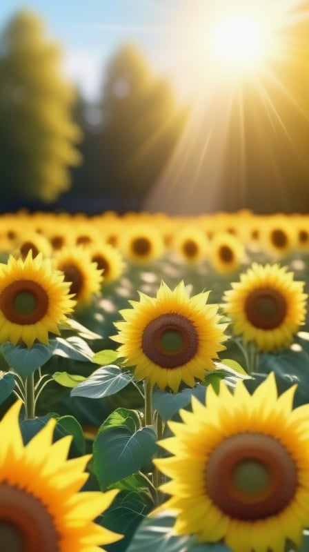 blank pure blured backround,  blooming Sunflowers,  the petals are falling on the ground at the bottom of the picture,  sunlight
high photorealistic