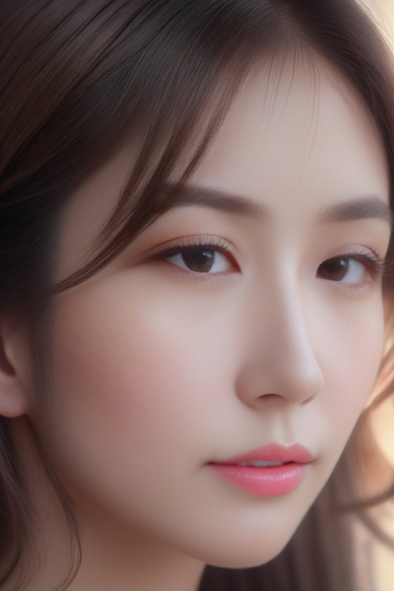 Beautiful woman, soft lighting, dreamy atmosphere, ethereal, high detail, portrait, elegant, delicate features, pastel colors, emotional expression, masterpiece, 8k resolution, Extremely high-resolution details, photographic, realism pushed to extreme, fine texture, incredibly lifelike, looking at viewer, solo focus, realistic, photorealistic, face details, real face, detailed eyes, detailed nose,