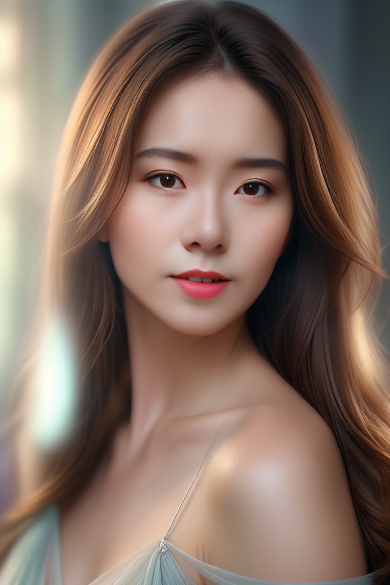 Beautiful woman, soft lighting,  ethereal, high detail, portrait, elegant, delicate features, pastel colors, emotional expression, masterpiece, 8k resolution, Extremely high-resolution details, photographic, realism pushed to extreme, fine texture, incredibly lifelike, looking at viewer, solo focus, realistic, photorealistic, face details, real face, 1girl, brown hair,