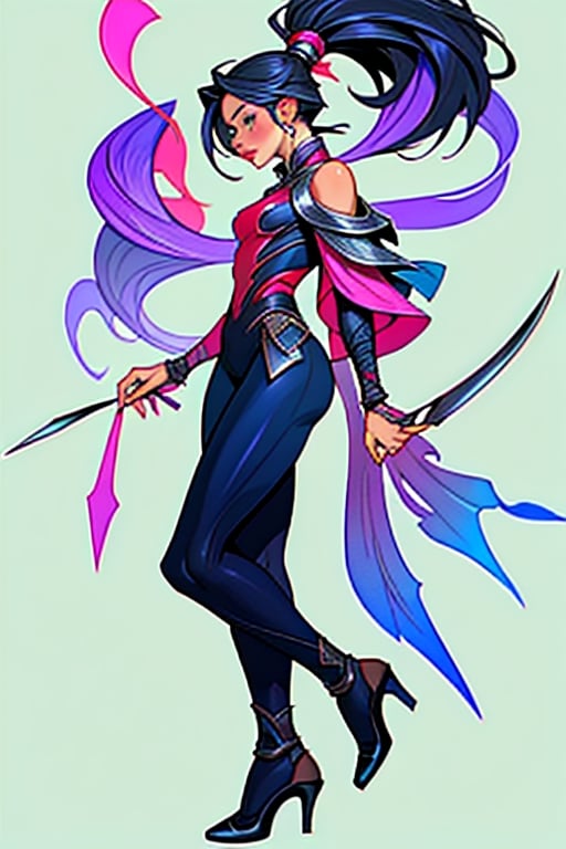 (masterpiece), best quality, 1girl, made, holding_magic staff, (Daggers staff, blue gem on staff), casting purple magic ,EnvyBeautyMix23, fantastic vibe, finalfantasy, perfect anatomy,  reference sheet, (full body, from side, front:1.1), 