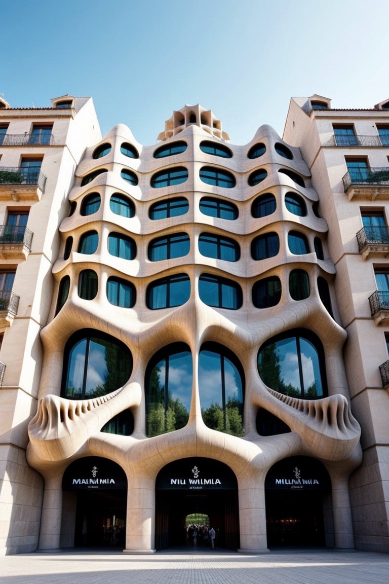 Casa Mila (Palazzo Mila):
This building is another of Gaudi's masterpieces in Barcelona, ​​and its appearance is like a fantasy castle. The building uses curves and shaped windows, and its unique appearance gives it a dreamlike feel.
The interior design of La Pedrera is equally stunning, full of Gaudi's unique style and creativity, including exquisite decoration and stunning structural design.