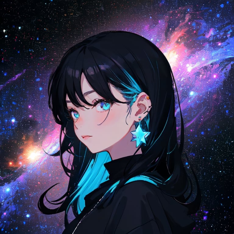 blacklonghair,1girls.galaxy.magic.colorful.earring