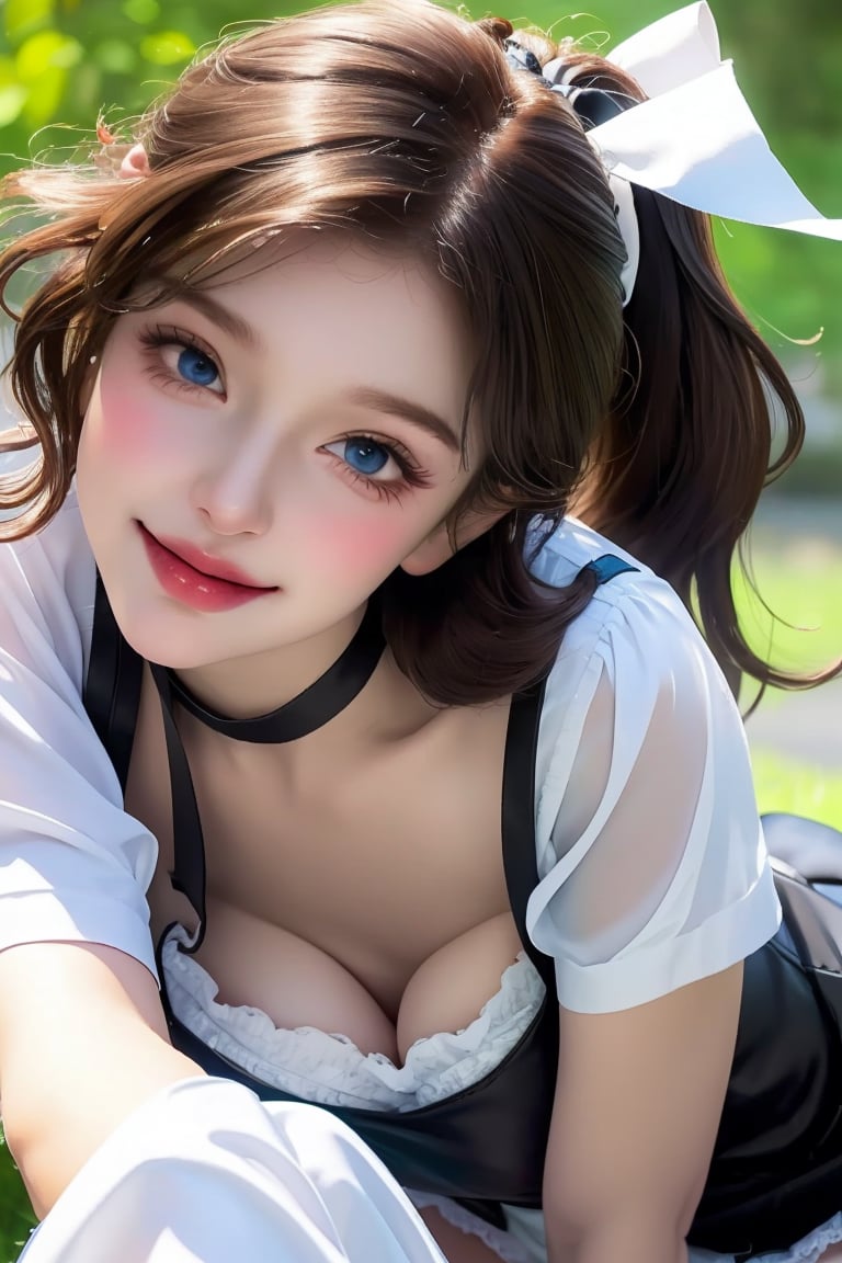 1girl, long wavy hair, blue eyes, thighhighs, looking at viewer, white thighhighs, sitting, bow, , dress, cherry, hair bow, blush, lips,  parted lips, facial mark,  lace, smile, frills,holding,  ribbon, lace trim,best quality, highly detailed, extremely detailed cg unity 8k , depth of field, cute girl, beautiful face, teenager, (sagging huge breasts), heavy breathing, (ahegao:0.4), tongue out, aroused face, blush, wet skin, dark brown hair, low ponytail hair, huge eyes, bondage, vaginal rape, bust shot,
 wet tongue out ,portrait,Hot ,shiny black pantyhose,Camisole dress