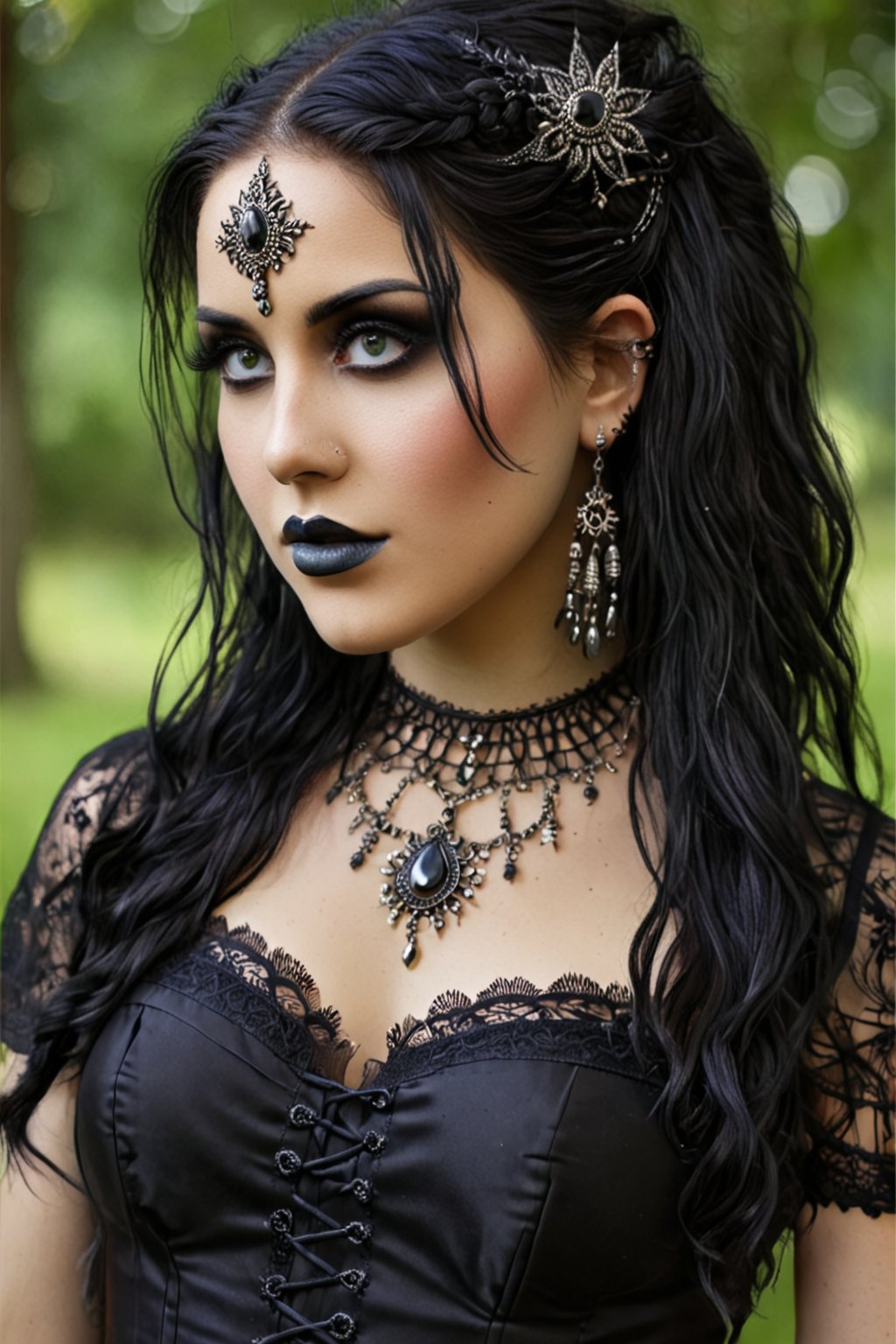 create a beautiful  stunning goth/gypsy female