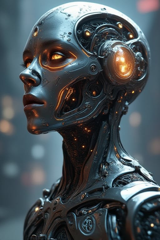 combine the below to create an image beauitful cyborg/human mix