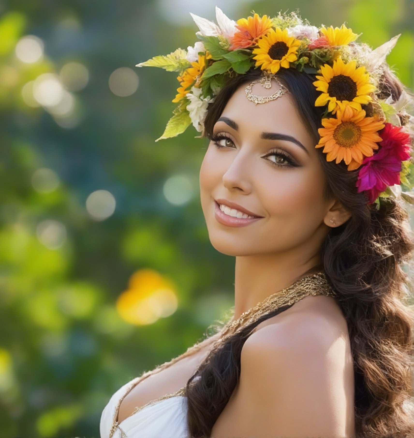 create  an amazingly good looking summer solace goddess