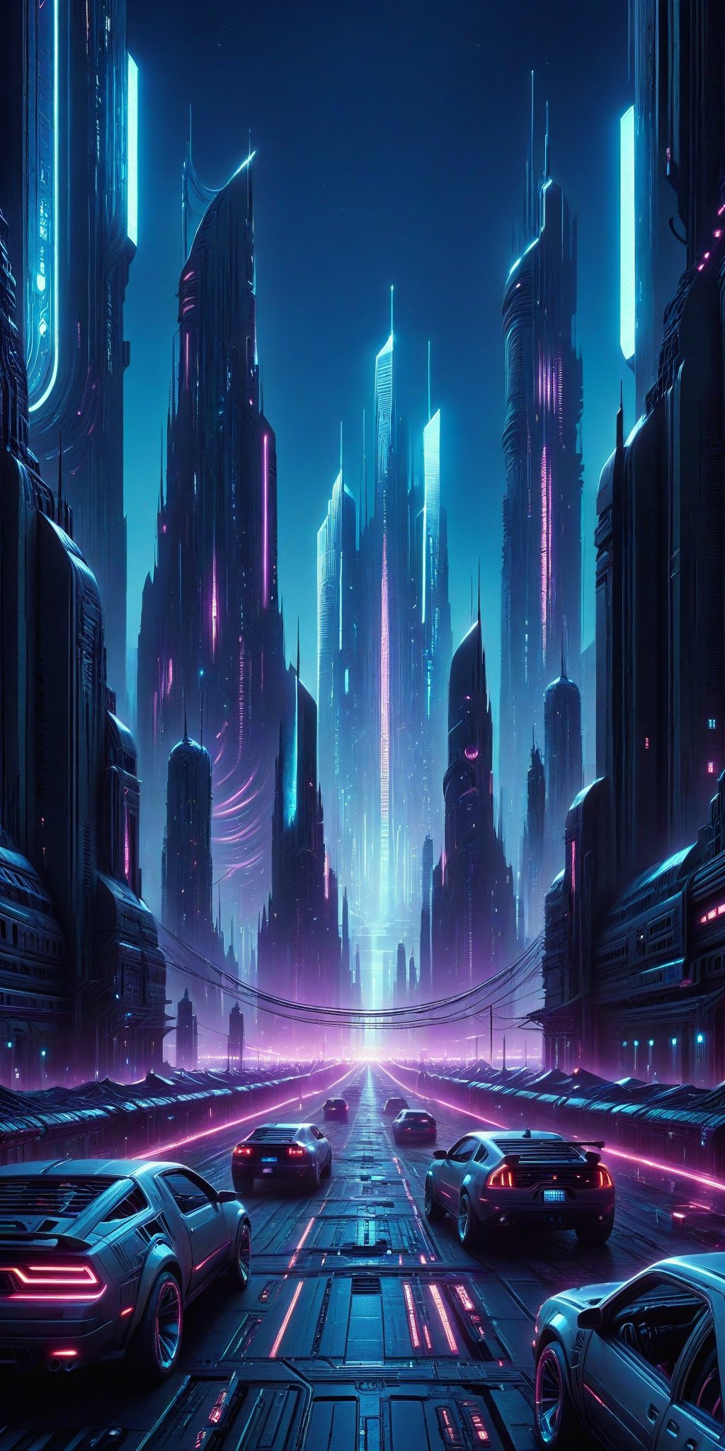 create an awesome image , Cyberpunk Fantasy,night city,cyb-3d-art,background,score_9, score_8, score_7,