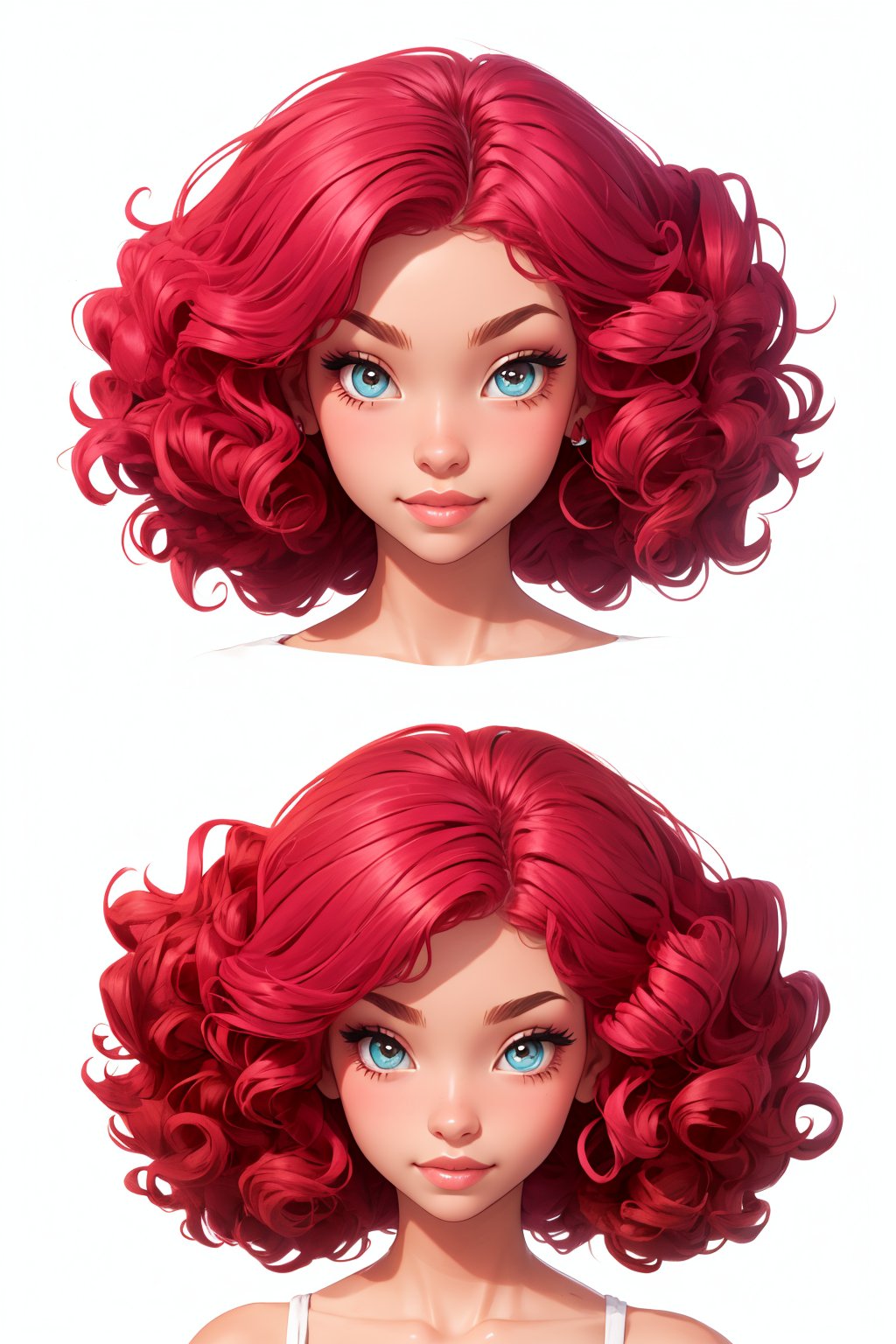 combine the below to make  cute female with curly hair